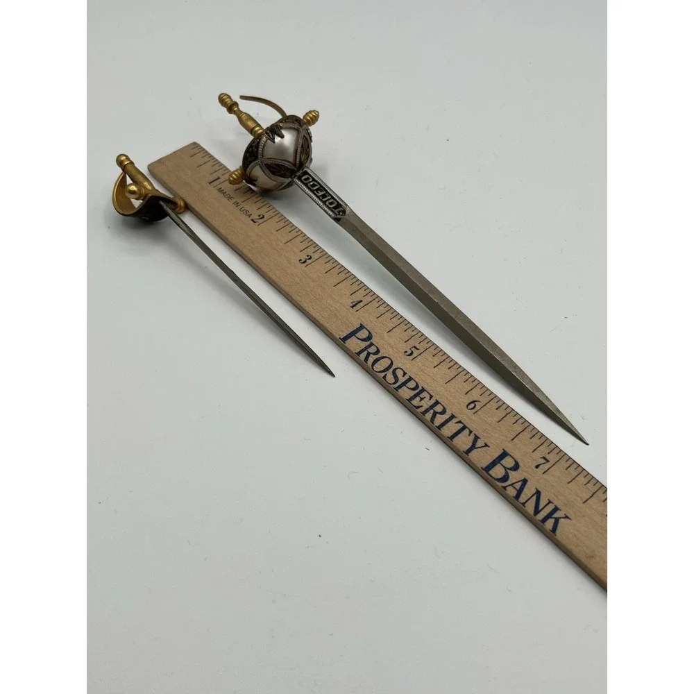 Vintage Lot Toledo Black Gold Decorative‎ Blade Dagger Sword Letter Opener Knife